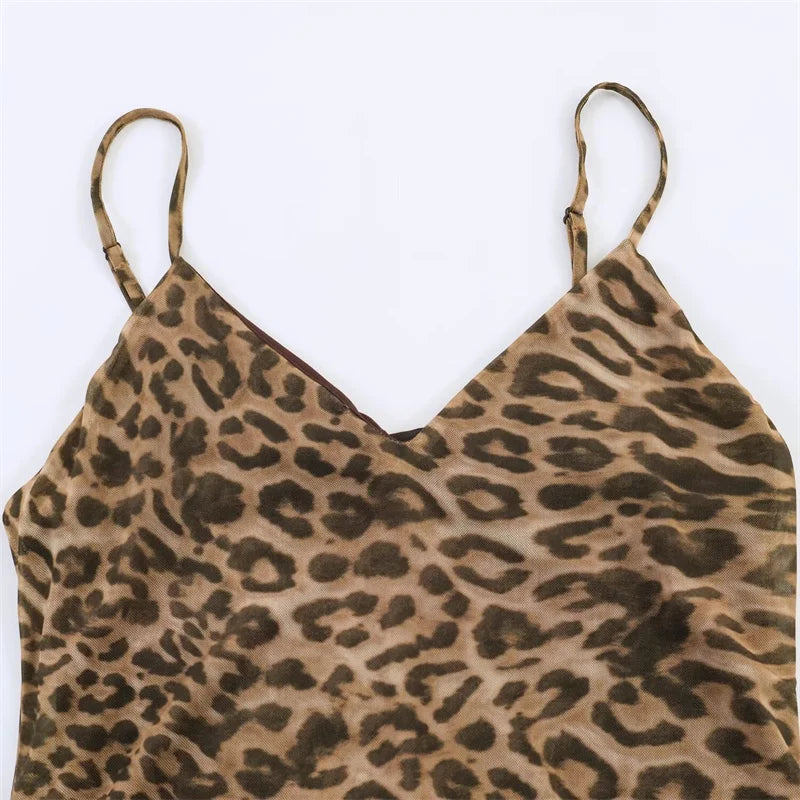 Leopard A-Line Midi Dress