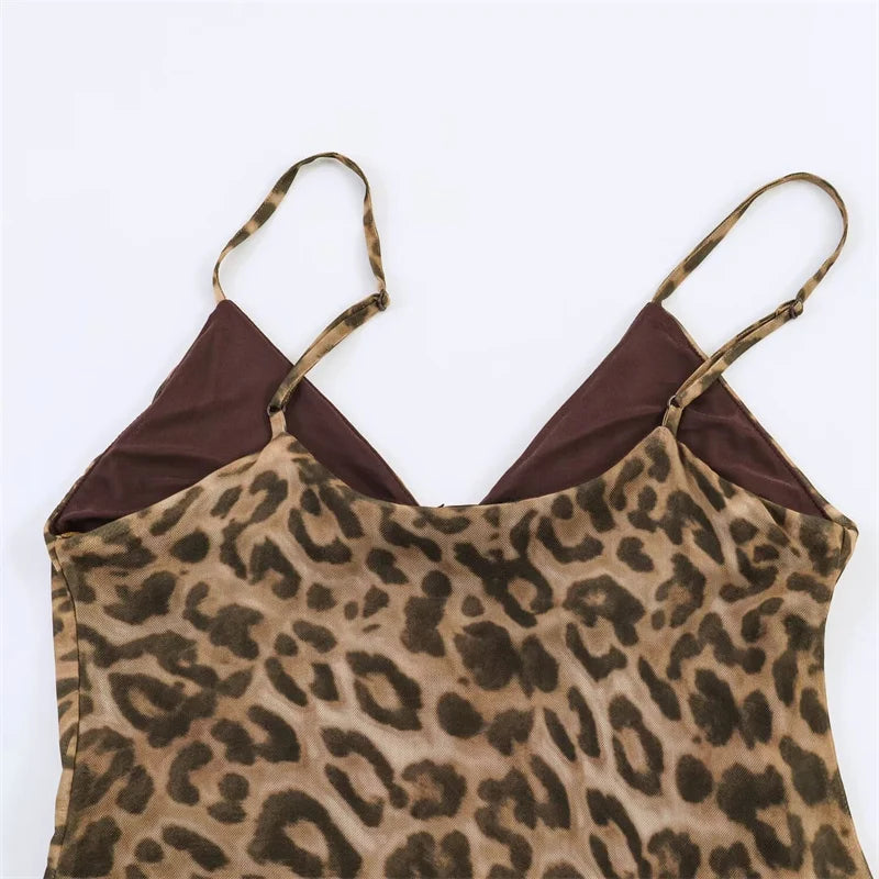 Leopard A-Line Midi Dress