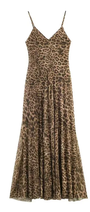 Leopard A-Line Midi Dress