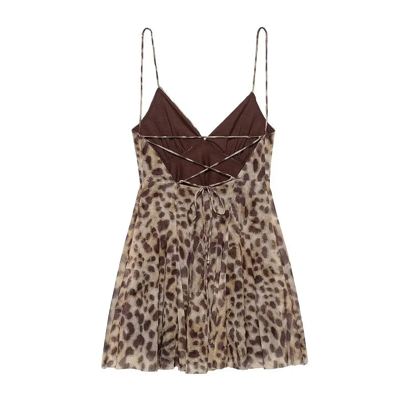 Leopard Tulle Mini Dress